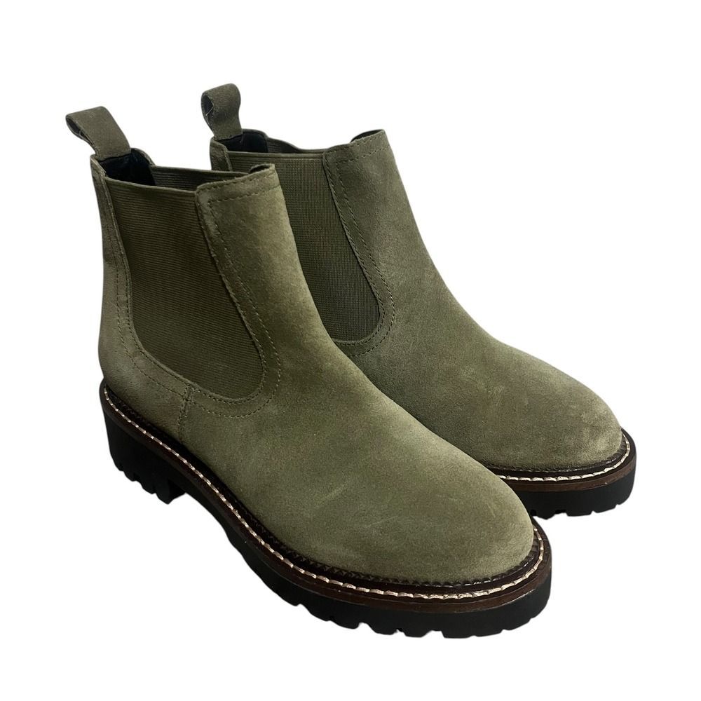 Caslon Olive Green Suede Chelsea Boots Water Resistant Lug‎ Sole 4.5M